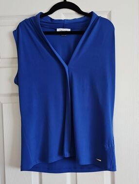 Calvin Klein Royal Blue Sleeveless V-Neck Draped Camisole